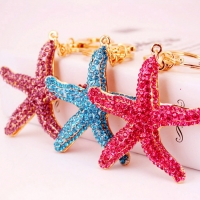 Starfish Sea Stars Animals Crystal Diamante Bag Charms Handbag Keyrings Pendant