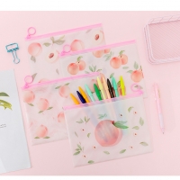 Pink Peach Fruit Patterned Fashion Cute Pencil Cases Cosmetics Make Up Bags