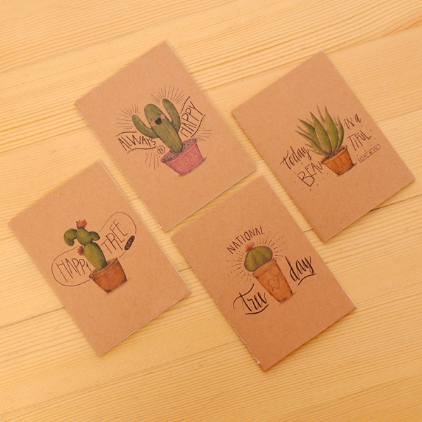 4pk Cactus Plants Cute Mini Notebooks Small Notepads Notes Pad Pocket Memo Pads