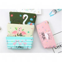 Flamingo Wild Animals Canvas Cute Pencil Cases Cosmetics Make Up Bags Pen Pouches