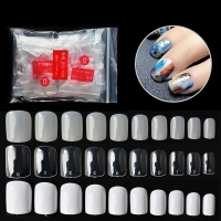 500pcs Half Cover Squoval False Nail Tips Fake Nails With Glue Nail File