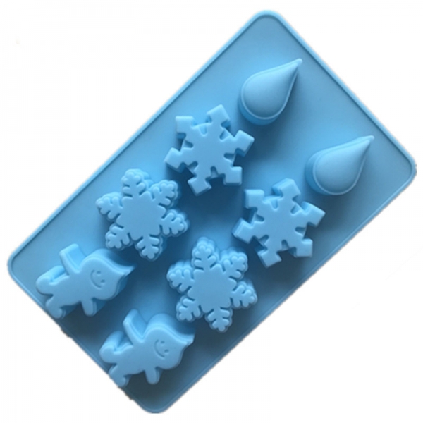 Christmas Snowman Snowflake Blue Silicone Mould Chocolate Fondant Jelly Mold
