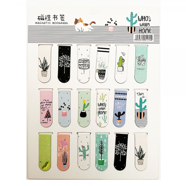 18pc Cute Cactus Plants Flowers Magnetic Bookmarks For Books Markers With Magnet