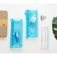 Blue Whale Ocean Animals Cute See Through Pencil Cases Cosmetics Make Up Bags