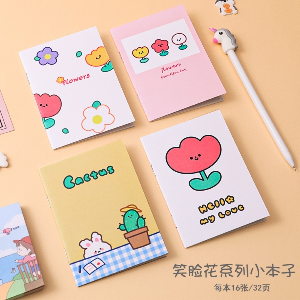 4pk Flowers Tulip Cactus Daisy Floral Mini Notebooks Small Notepads Memo Pads