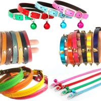 Adjustable Kitten Cat Puppy Dog Small Pet Faux Leather Collar With Bell