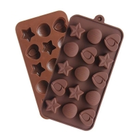 15 Hearts Stars Shells Silicone Mould Chocolate Fondant Jelly Ice Cube Mold