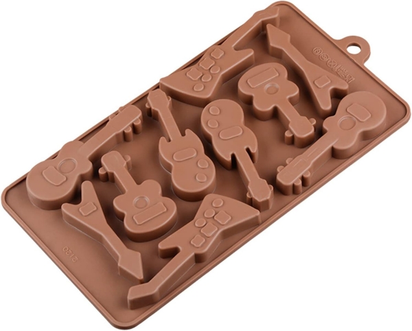 10 Rock Band Guitars Silicone Mould Chocolate Fondant Jelly Ice Cube Mold
