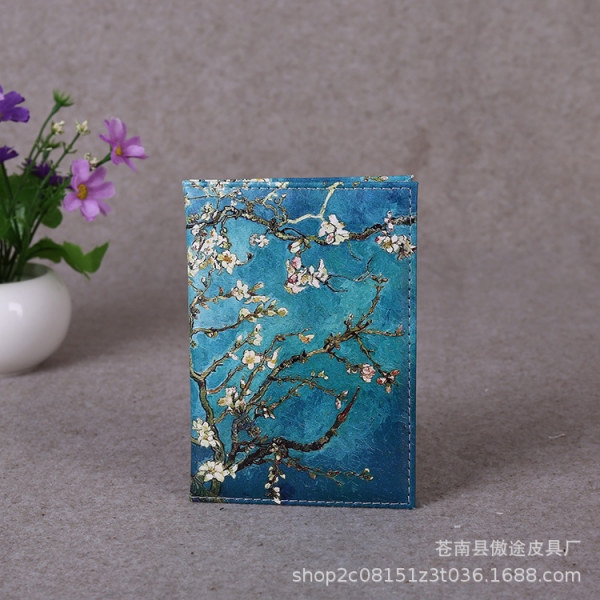 White Orchid Blossom Blue Passport Cover