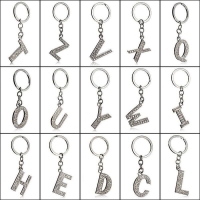 A-Z Initials Letter Alphabet Keyring Diamante Key Ring Metal Key Chain