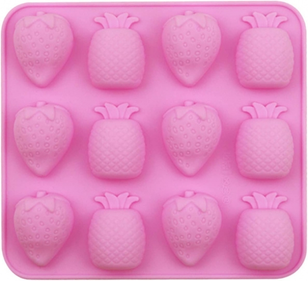 Strawberry Pineapple Summer Fruits Pink Silicone Chocolate  Mould Ice Cube Mold