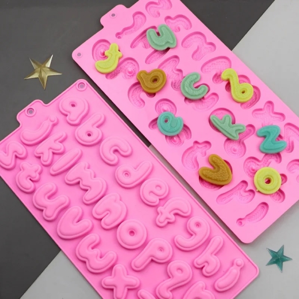 Large Alphabet A-Z Letters Pink Silicone Chocolate Mould Fondant Ice Cube Mold