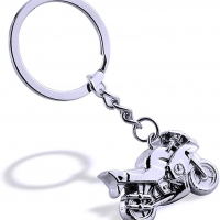 Silver Motorcycle Motorbike Keyring Novelty Metal Key Ring Fathers Day Xmas Gift