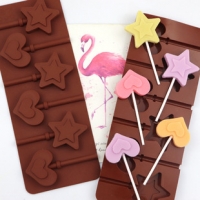 Star Love Heart Shape Lollipop Shape Silicone Mould Chocolate Fondant Jelly Ice Cube Mold