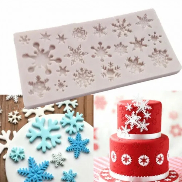 Snowflakes Christmas Silicone Mould Chocolate Fondant Jelly Sugar Craft Mold