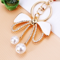 Bow Crystal Diamante Rhinestone Bag Charms Handbag Women Keyrings Pendant