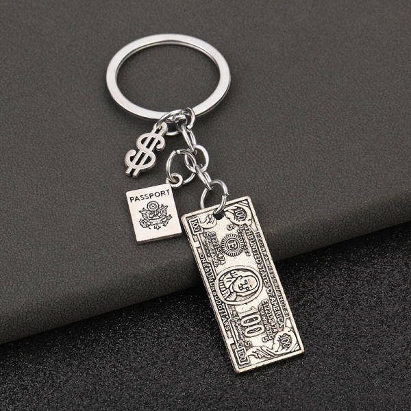 American Dollar Money Notes Silver Keyring Novelty Metal Key Ring Holiday Gift