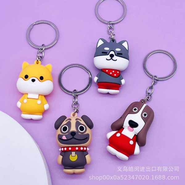3D Puppy Dog Keyrings Novelty Metal Key Rings For Pet Owners Dog Lovers