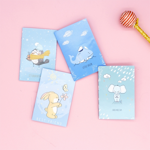 4pk Cute Animals Owl Elephant Rabbit Whale Mini Notebooks Small Notepad Memo Pad