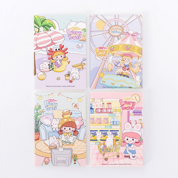 4pk Girl Animals Rabbit Cute Mini Notebooks Small Notepads Pocket Memo Pads